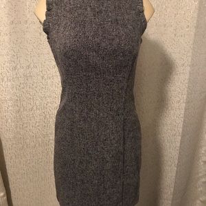 Loft Black and White Sleeveless Dress with ruffles
